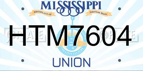 HTM7604 Mississippi License Plate