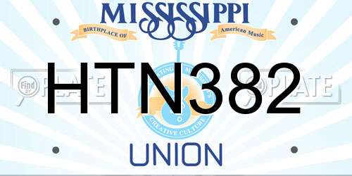 HTN382 Mississippi License Plate