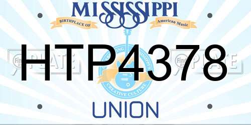 HTP4378 Mississippi License Plate