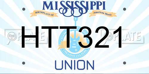 HTT321 Mississippi License Plate