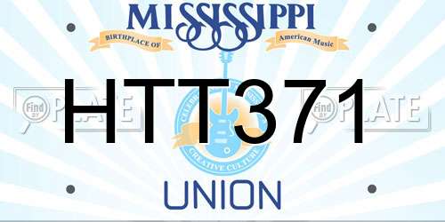 HTT371 Mississippi License Plate