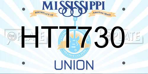 HTT730 Mississippi License Plate