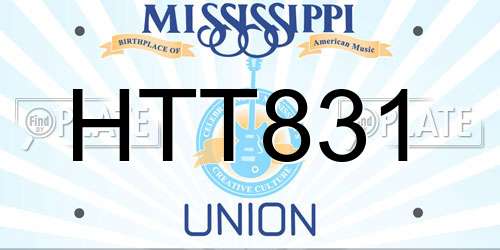 HTT831 Mississippi License Plate