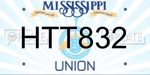 HTT832 Mississippi License Plate