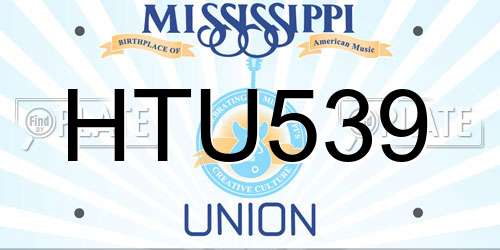 HTU539 Mississippi License Plate