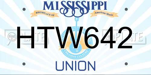 HTW642 Mississippi License Plate