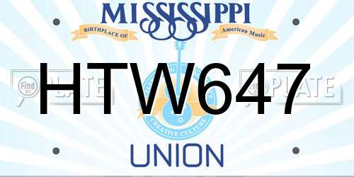 HTW647 Mississippi License Plate