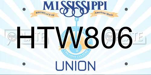 HTW806 Mississippi License Plate