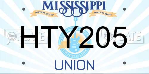 HTY205 Mississippi License Plate