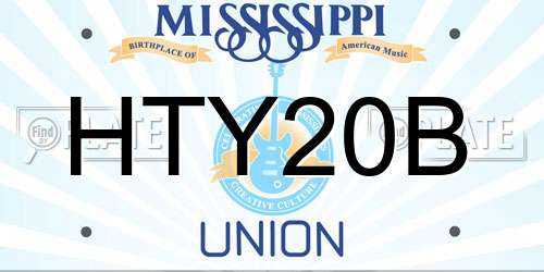 HTY20B Mississippi License Plate