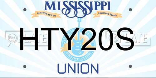HTY20S Mississippi License Plate