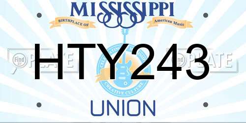 HTY243 Mississippi License Plate
