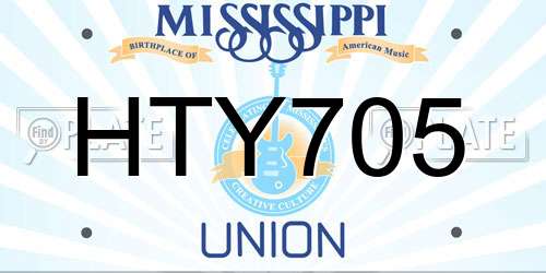 HTY705 Mississippi License Plate