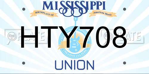 HTY708 Mississippi License Plate