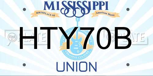 HTY70B Mississippi License Plate
