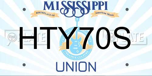 HTY70S Mississippi License Plate