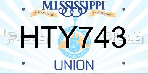 HTY743 Mississippi License Plate