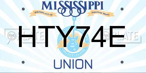 HTY74E Mississippi License Plate