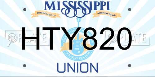 HTY820 Mississippi License Plate