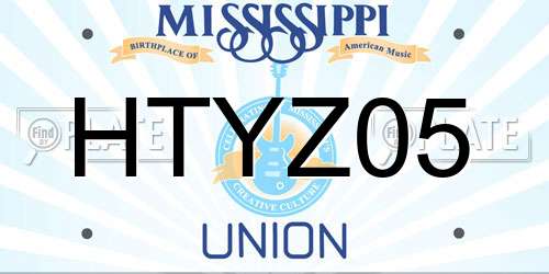 HTYZ05 Mississippi License Plate