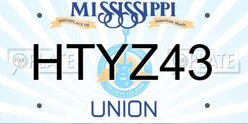 HTYZ43 Mississippi License Plate