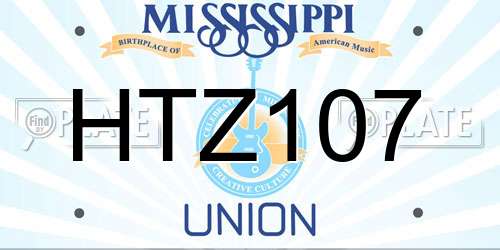 HTZ107 Mississippi License Plate