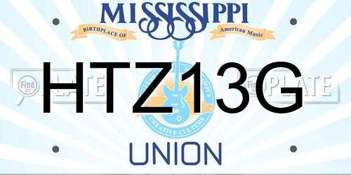 HTZ13G Mississippi License Plate