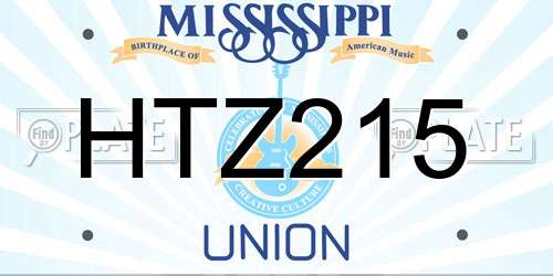 HTZ215 Mississippi License Plate