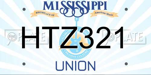 HTZ321 Mississippi License Plate