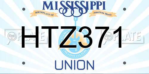HTZ371 Mississippi License Plate