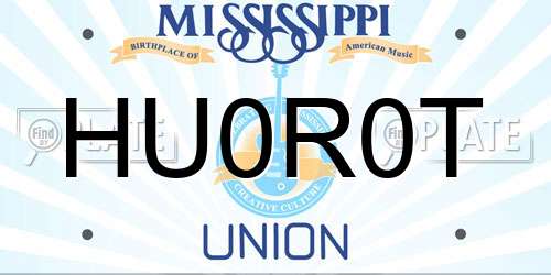 HU0R0T Mississippi License Plate