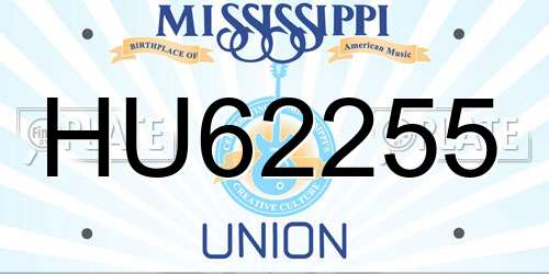 HU62255 Mississippi License Plate