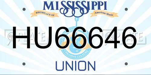 HU66646 Mississippi License Plate