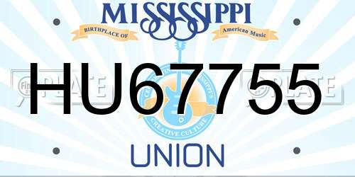 HU67755 Mississippi License Plate