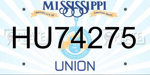 HU74275 Mississippi License Plate