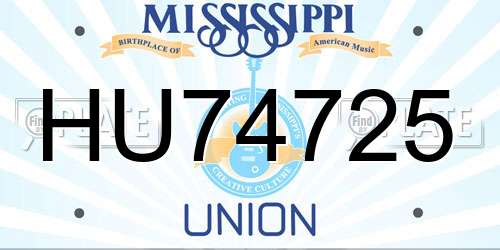 HU74725 Mississippi License Plate