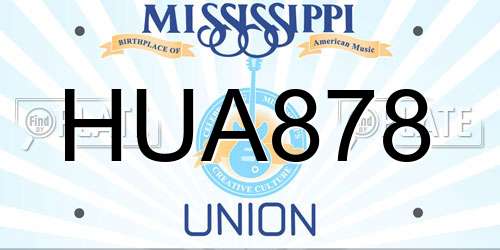 HUA878 Mississippi License Plate