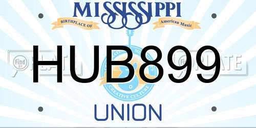 HUB899 Mississippi License Plate