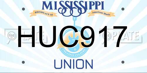 HUC917 Mississippi License Plate