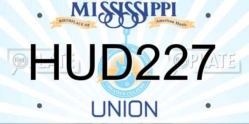 HUD227 Mississippi License Plate