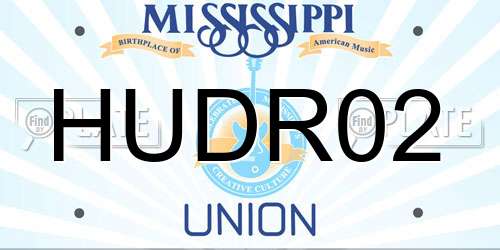 HUDR02 Mississippi License Plate