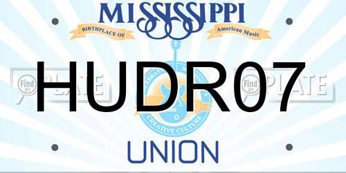 HUDR07 Mississippi License Plate