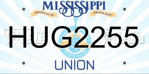 HUG2255 Mississippi License Plate