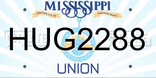 HUG2288 Mississippi License Plate