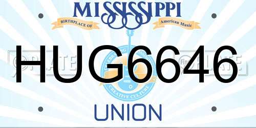 HUG6646 Mississippi License Plate