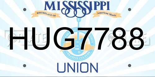 HUG7788 Mississippi License Plate