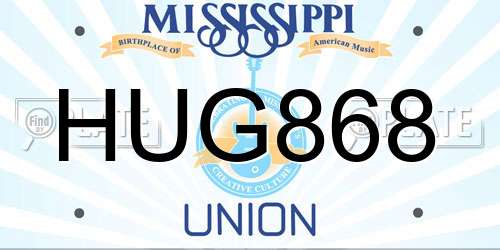 HUG868 Mississippi License Plate