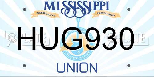 HUG930 Mississippi License Plate