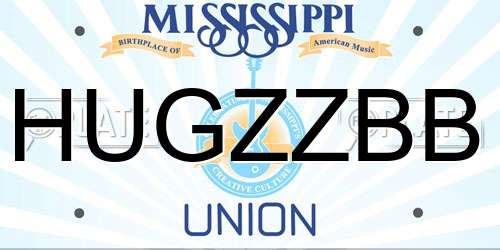 HUGZZBB Mississippi License Plate