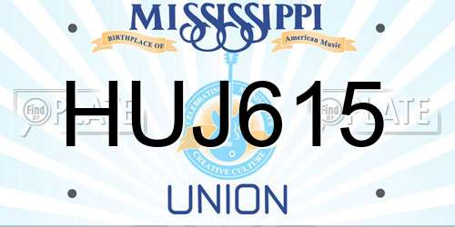 HUJ615 Mississippi License Plate